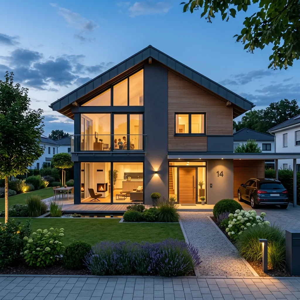 Modernes Einfamilienhaus mit gepflegtem Garten